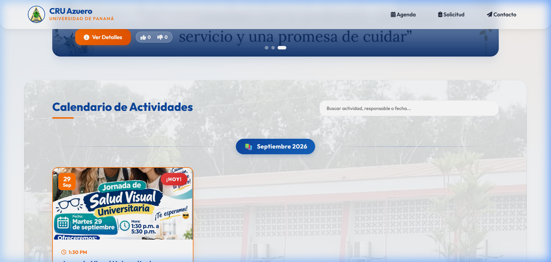 Cartelera de la Agenda con Actividades Aprobadas
